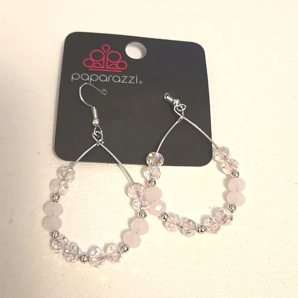 #487 NWT Paparazzi earring silver tone - Picture 1 of 3